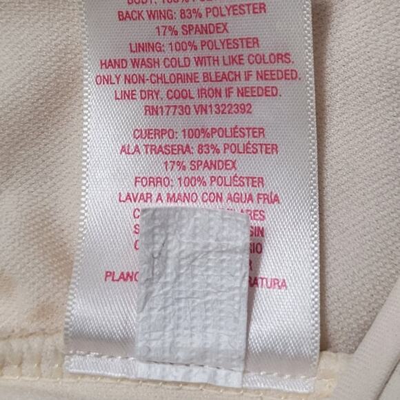 Xhilaration Crochet Bikini Top Medium Boho Embroidered Neutral Peach Trim - Picture 8 of 8